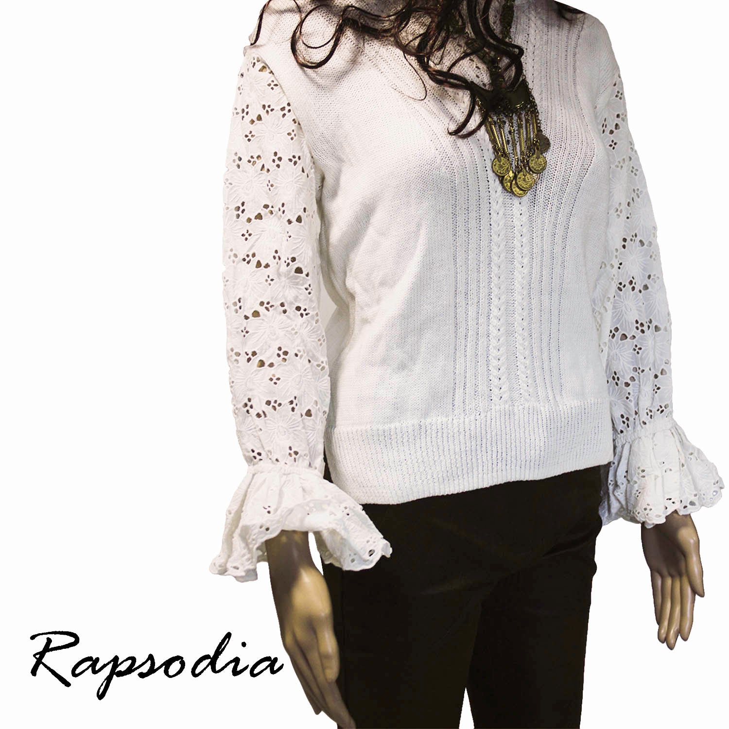 Sweater Rapsodia Lace Blanco