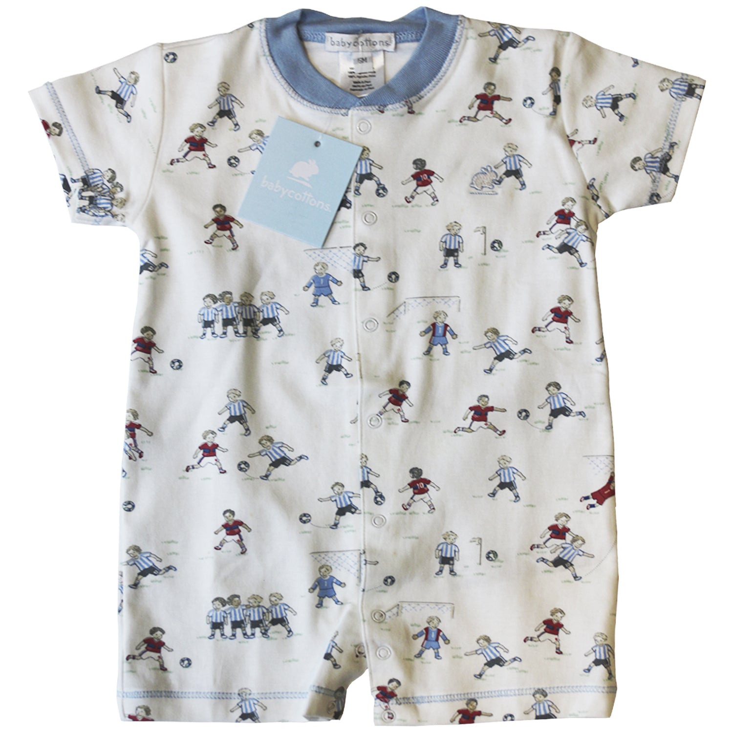 Paticorto Babycottons Basic Footbal Blanco Azulino