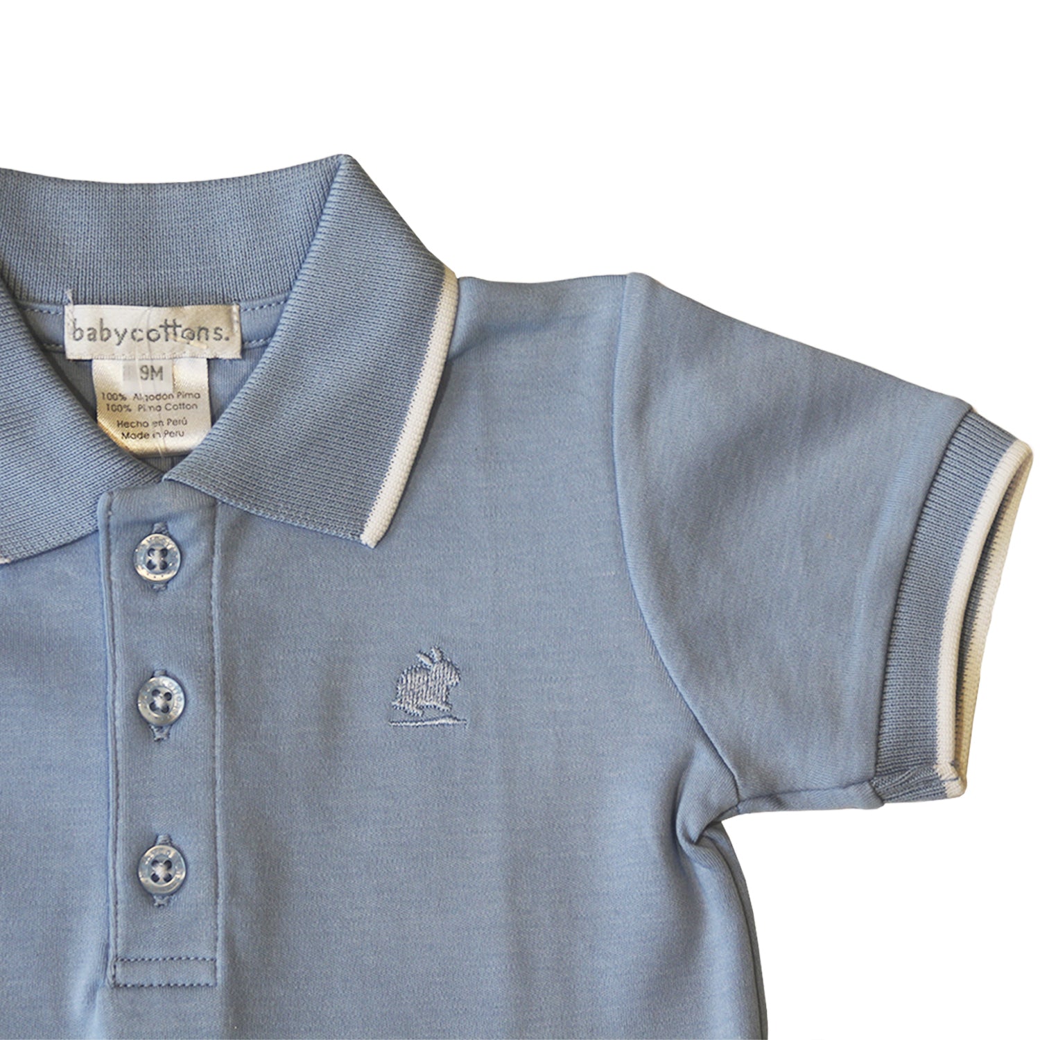 Remera Babycottons C/Polo C/Vivo MC Pima Azulino