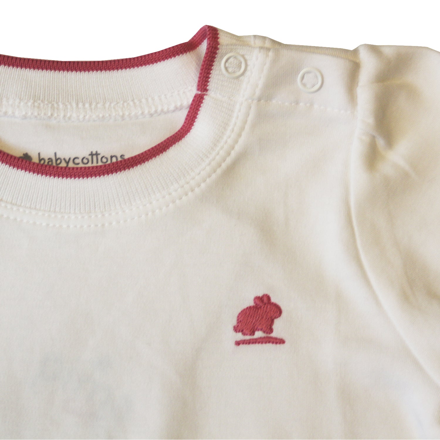 Camiseta Babycottons ML C/vivo Pima Blanco Fucsia