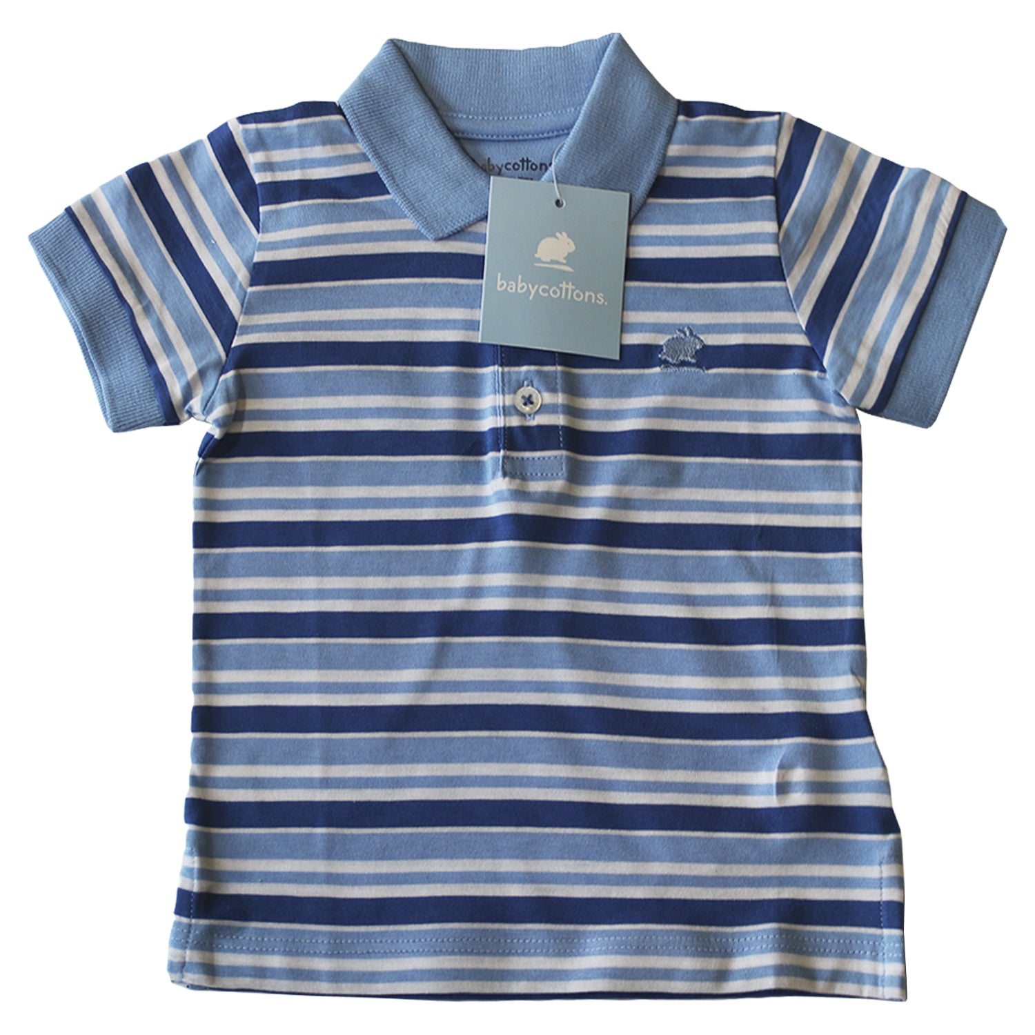 Remera Babycottons C/Polo Hawaii Ray MC Celeste