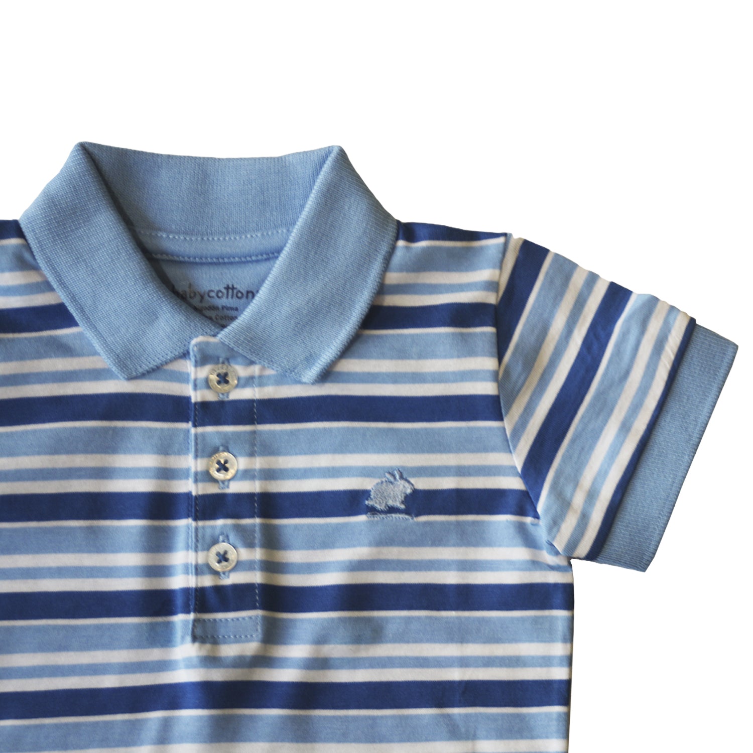 Remera Babycottons C/Polo Hawaii Ray MC Celeste