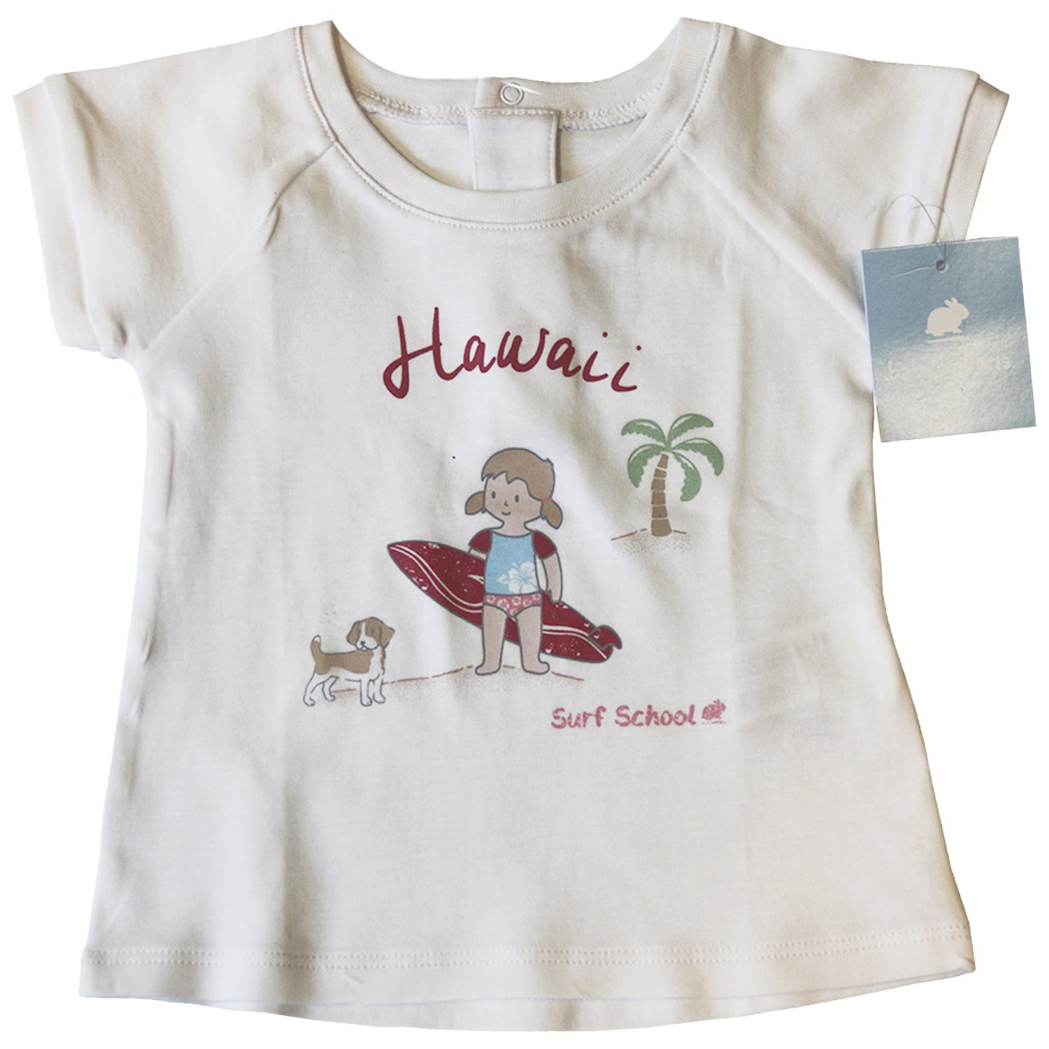 Camiseta Babycottons Hawaii Blanco y Rosa