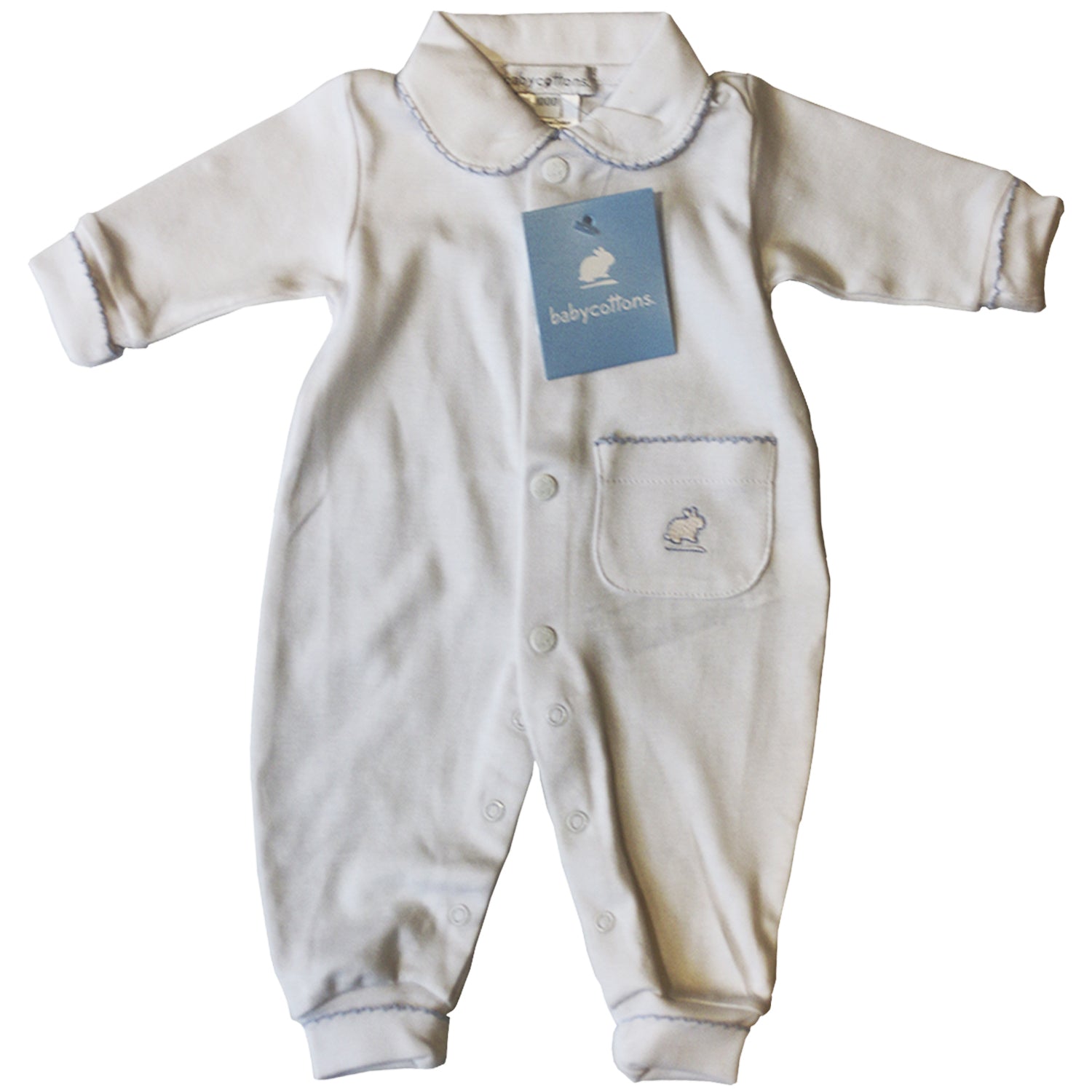Enterito Babycottons Basic C/BB S/Pie Blanco Celeste