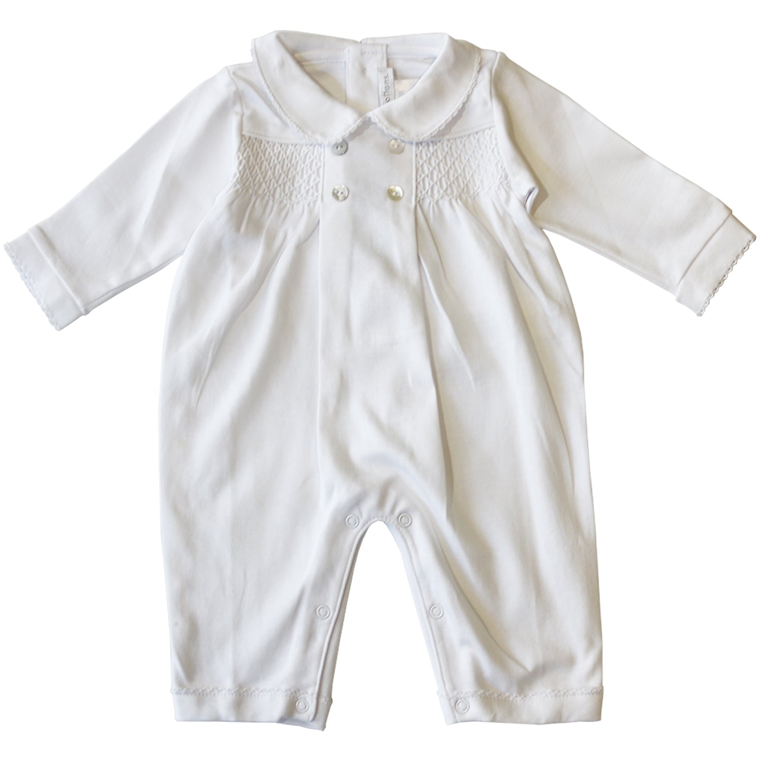 Enterito Babycottons Smock ML PL Sin Pie Blanco