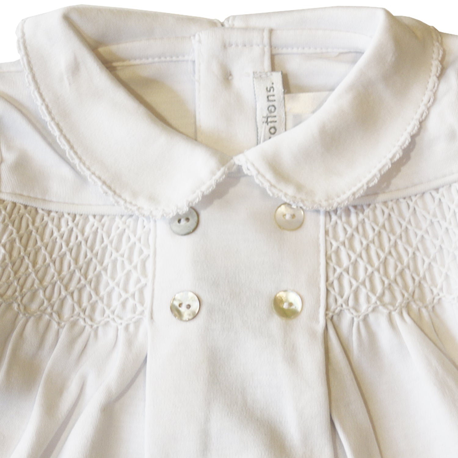 Enterito Babycottons Smock ML PL Sin Pie Blanco