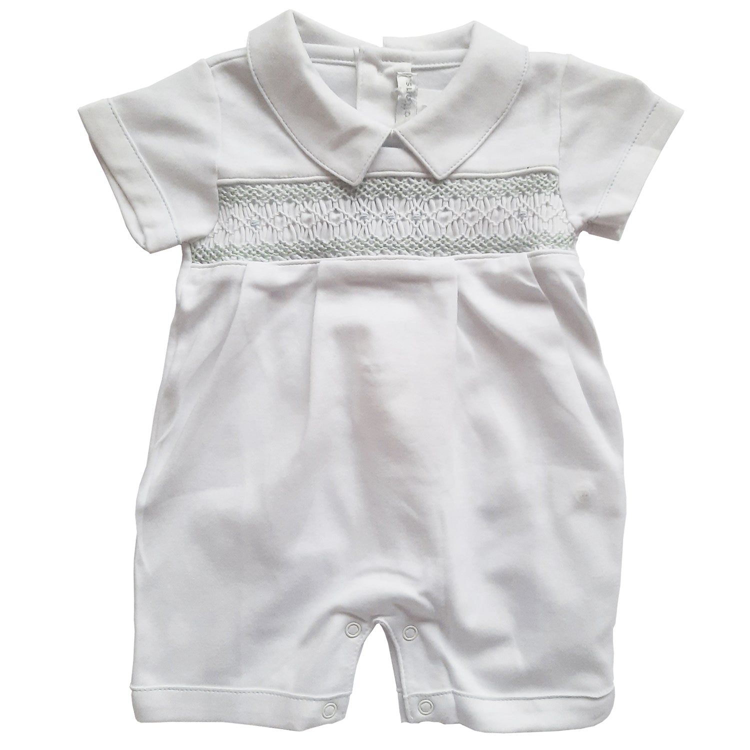 Enterito Babycottons Smock MC Blanco Verde