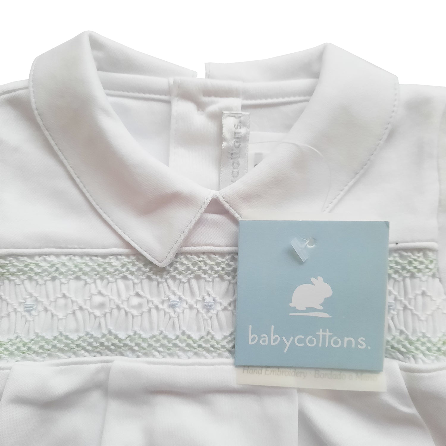 Enterito Babycottons Smock MC Blanco Verde