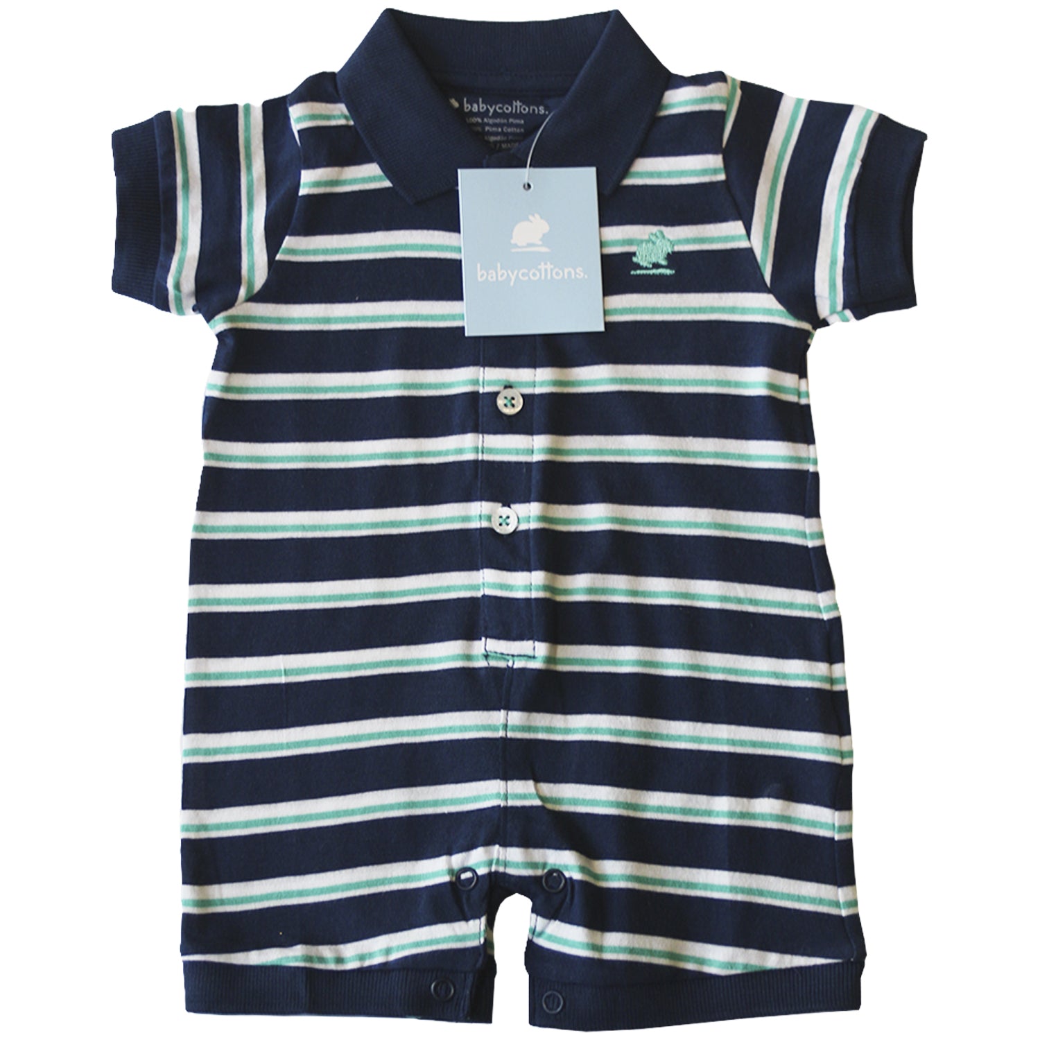 Enterito Babycottons C/Polo Joseph Tom Ray MC Azul Verde
