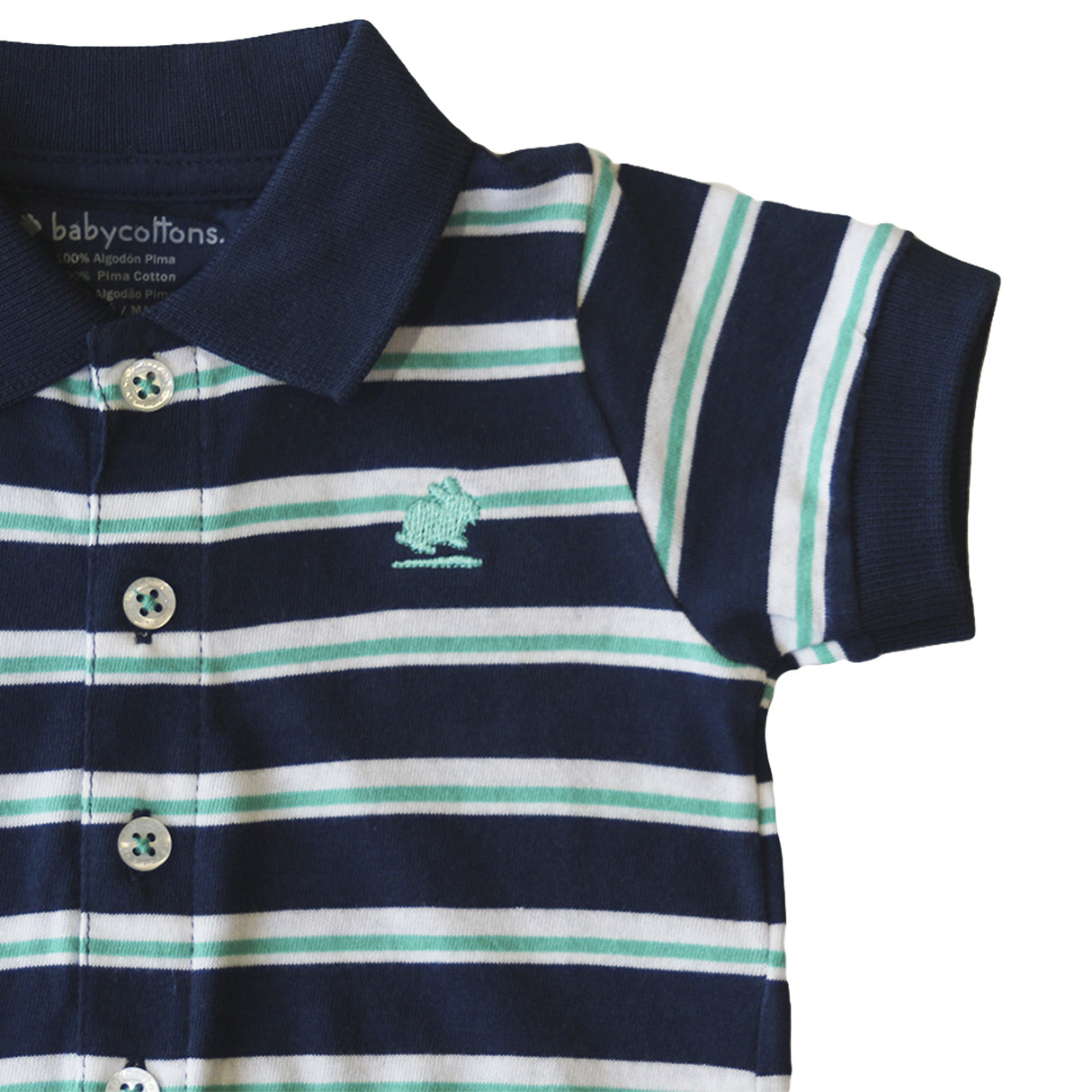 Enterito Babycottons C/Polo Joseph Tom Ray MC Azul Verde