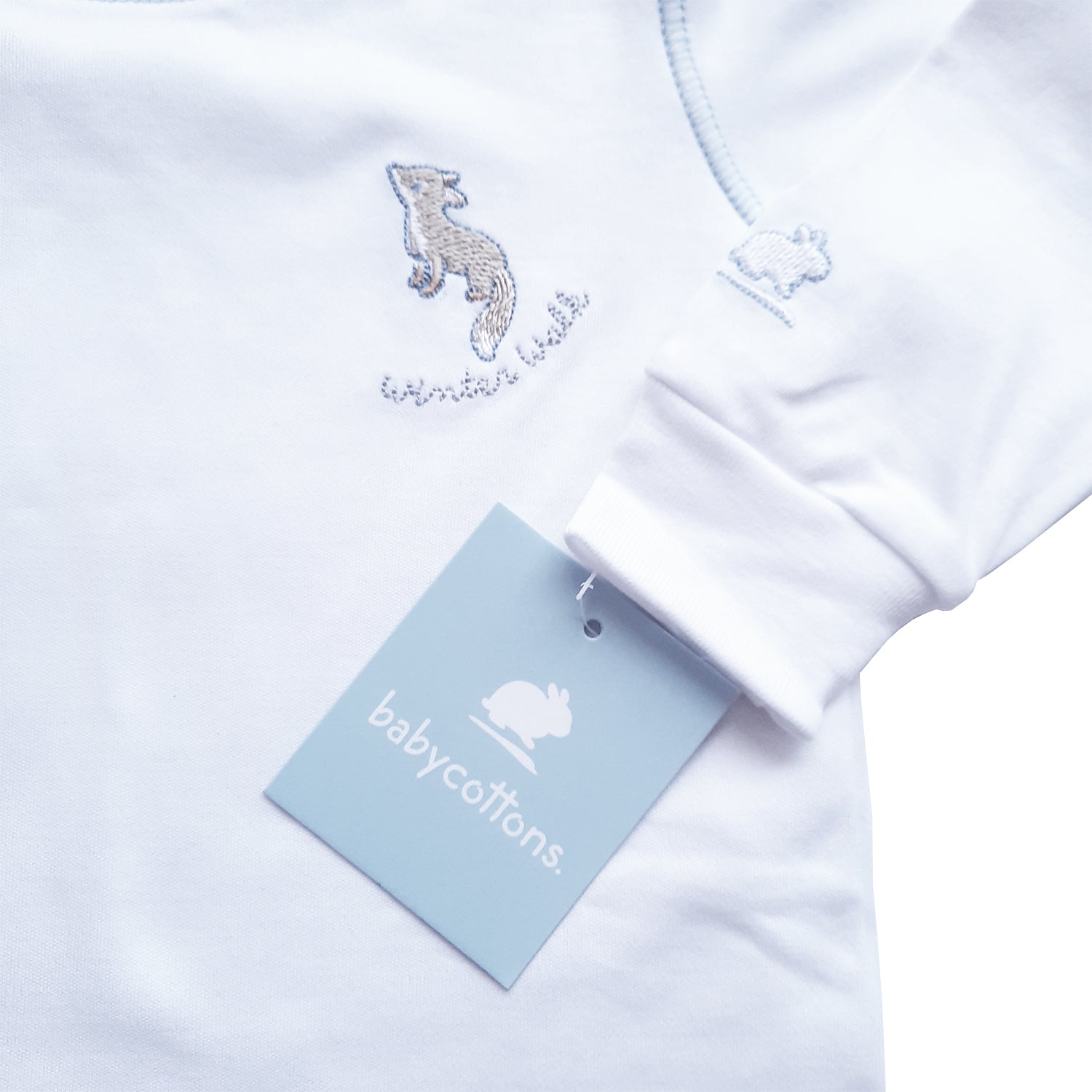 Pijama Babycottons Winter Walk Plush C/Pie Blanco Celeste