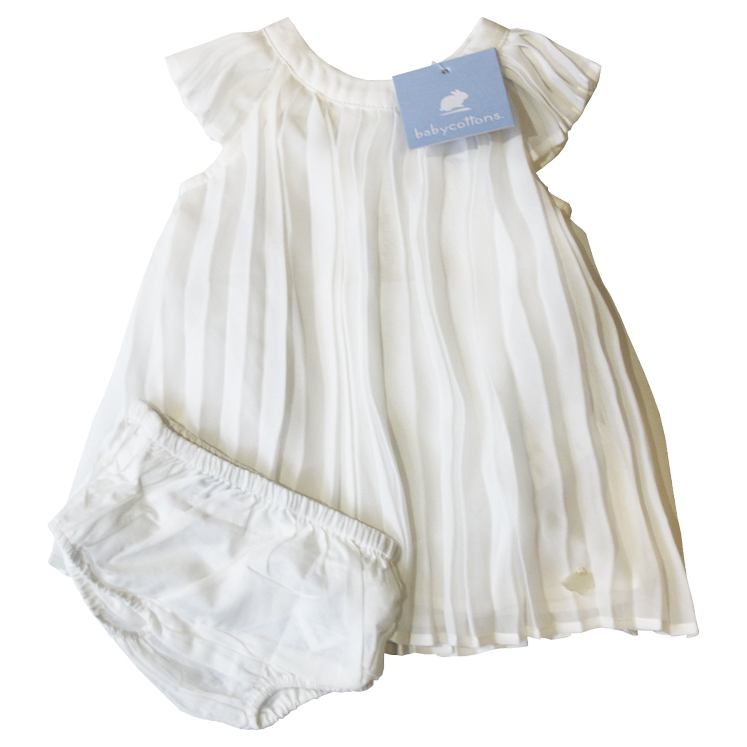 Vestido Babycottons Grace Plizado Blanco