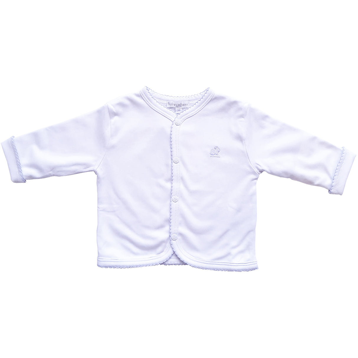 Cardigan Babycottons Rever S/Capucha Blanco Celeste