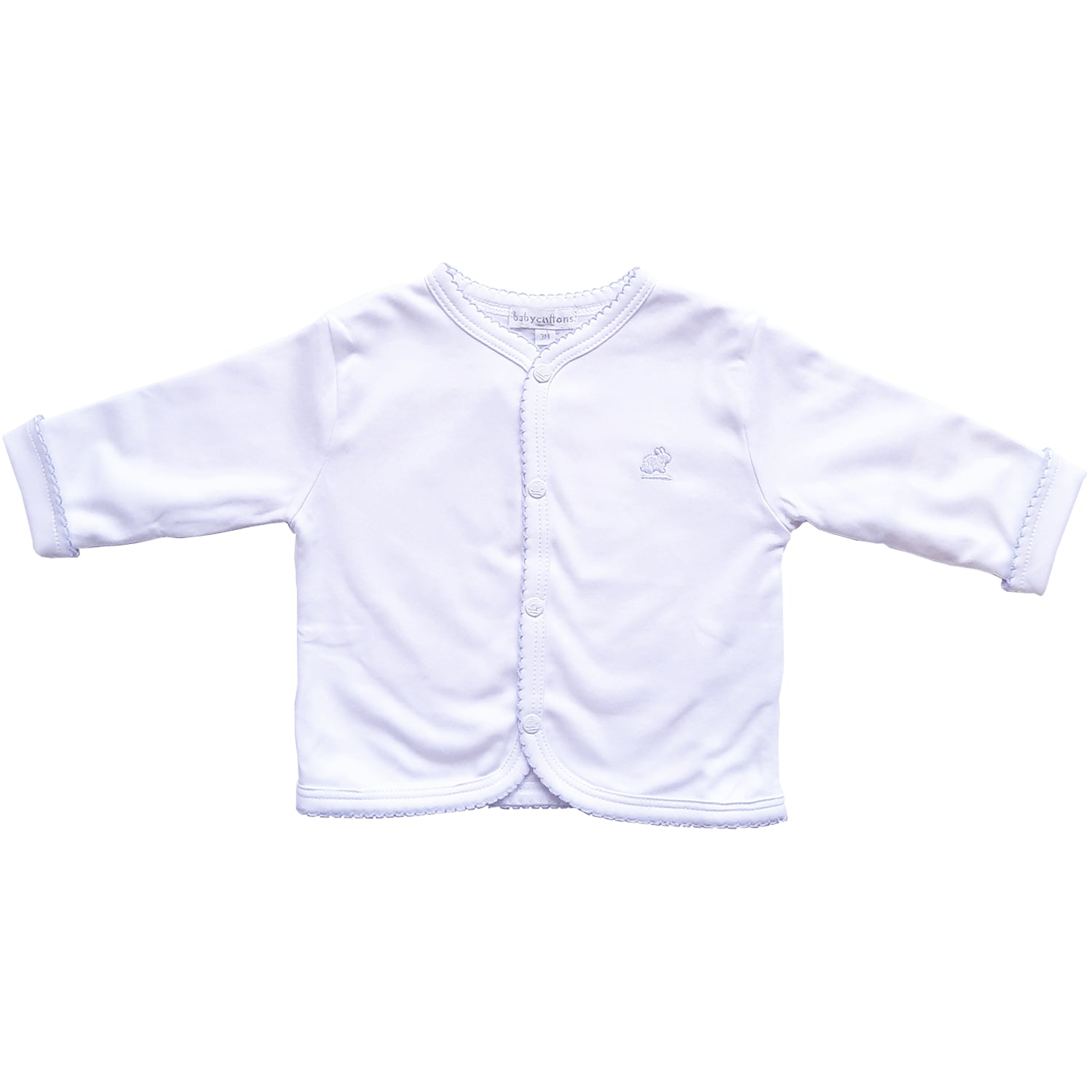 Cardigan Babycottons Rever S/Capucha Blanco Celeste