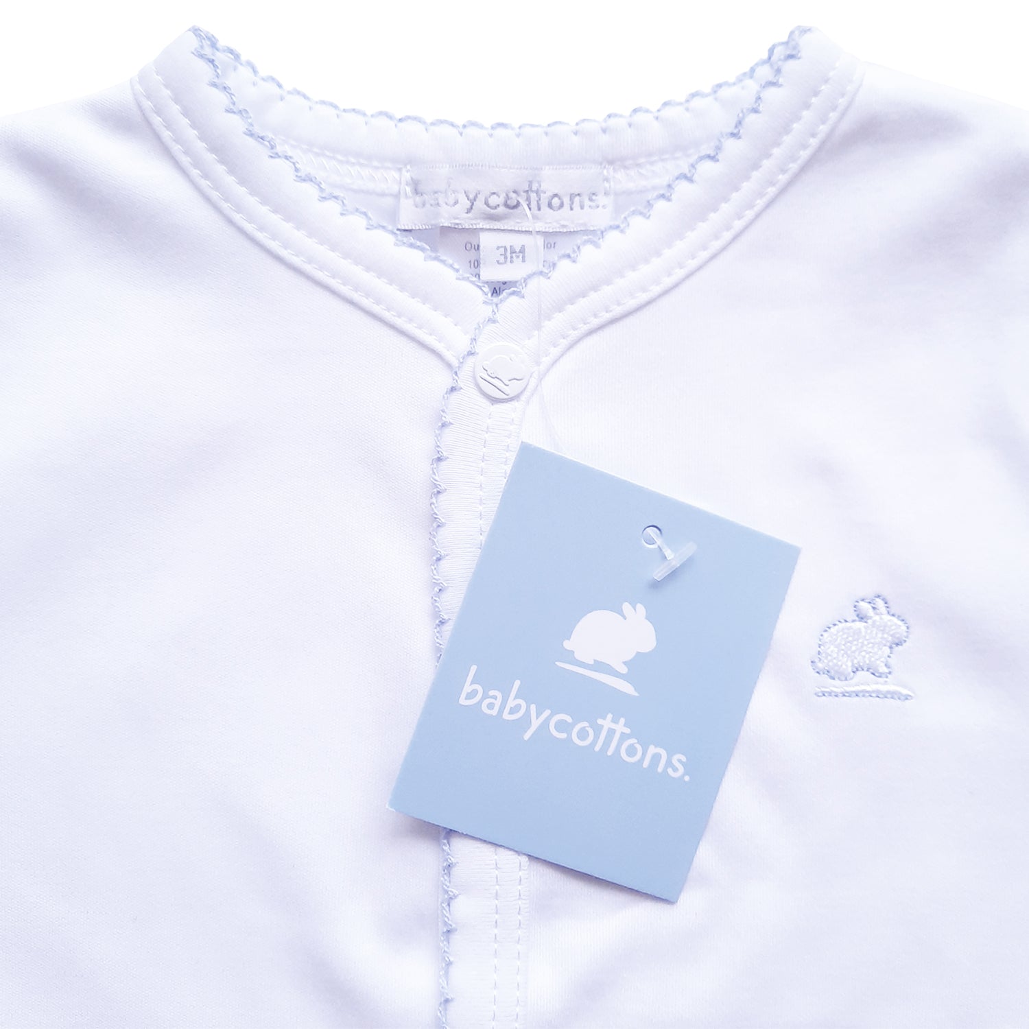 Cardigan Babycottons Rever S/Capucha Blanco Celeste