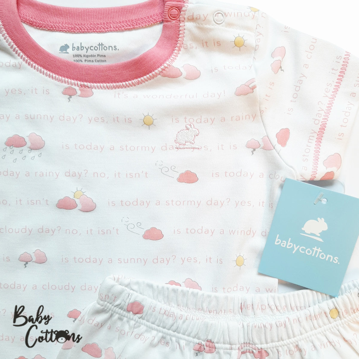 Pijama Babycottons MC de Short Hermoso Dia Blanco Rosa