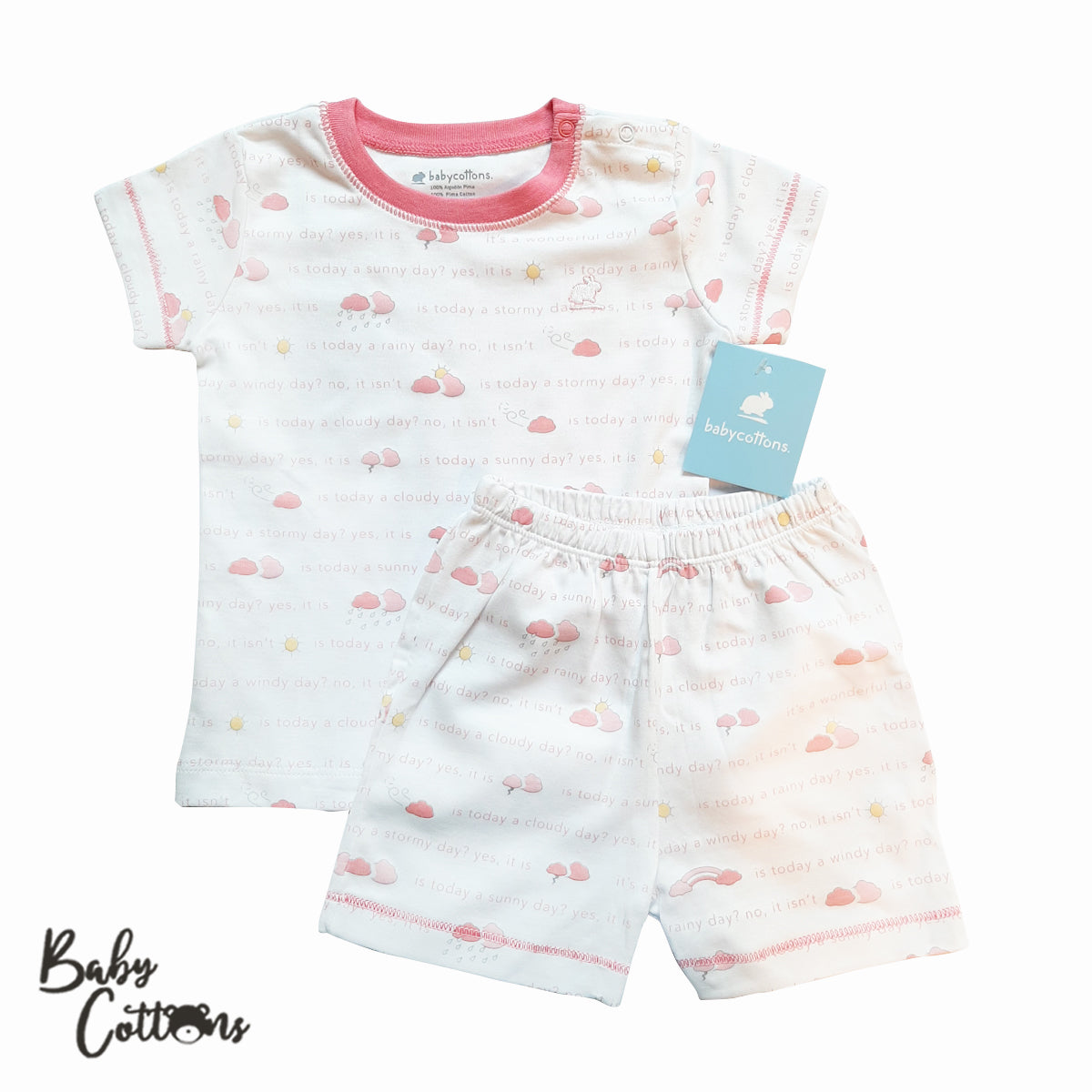 Pijama Babycottons MC de Short Hermoso Dia Blanco Rosa