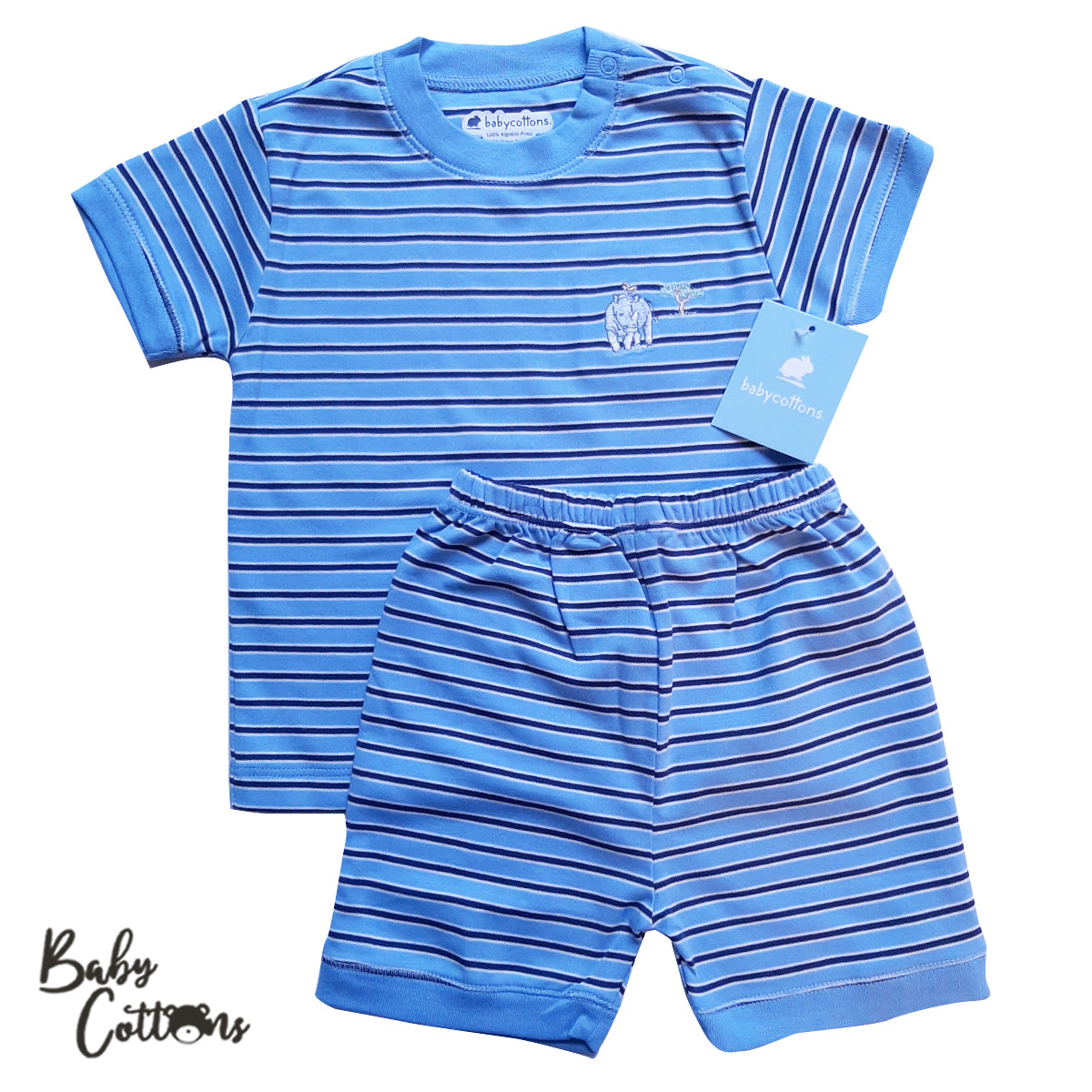 Pijama Babycottons MC de Short Safari Celeste