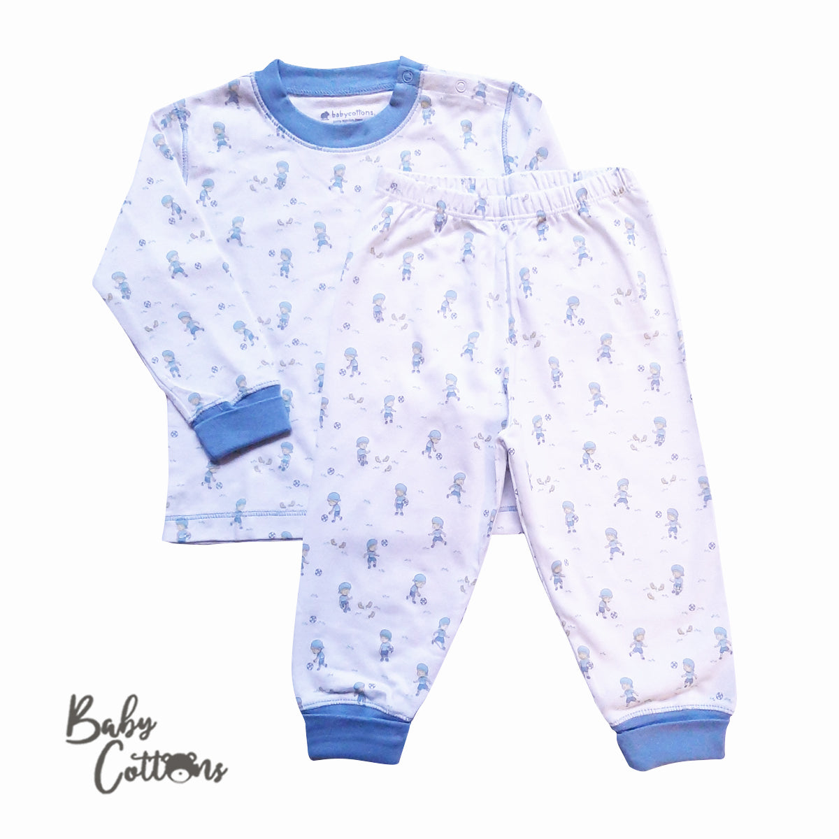 Pijama Babycottons ML Parque Blanco Azul Claro