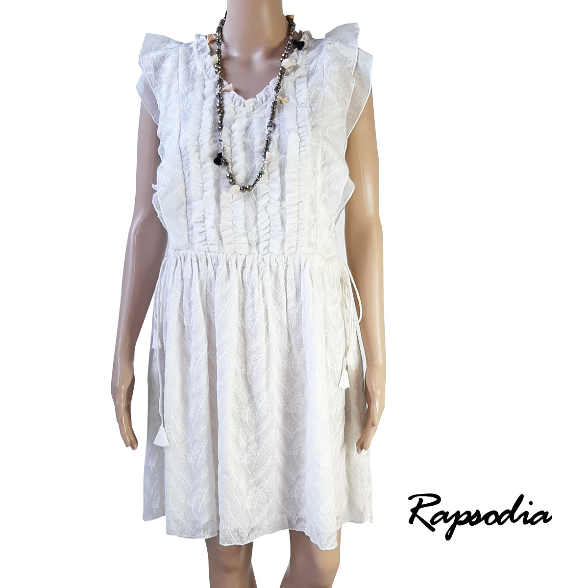 Vestido Rapsodia Taj Feathers Crudo