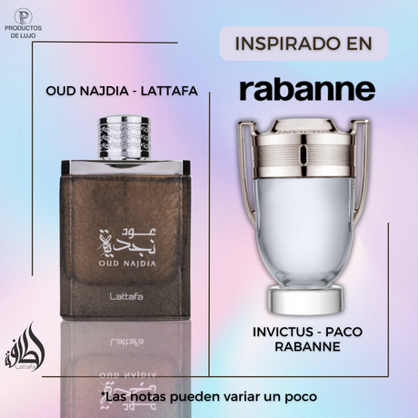 Oud Najdia 100Ml Unisex Edp Lattafa Perfume- Inspirado en Invictus Rabanne