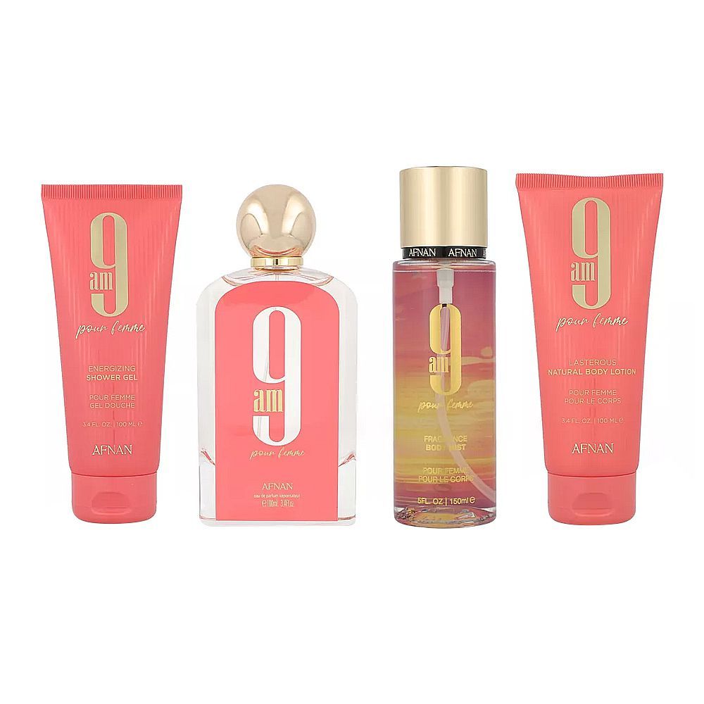 Estuche Afnan 9 Am  Pour Femme Edp 100Ml + S/G 100Ml +B/L 100Ml + Colonia 150Ml Mujer