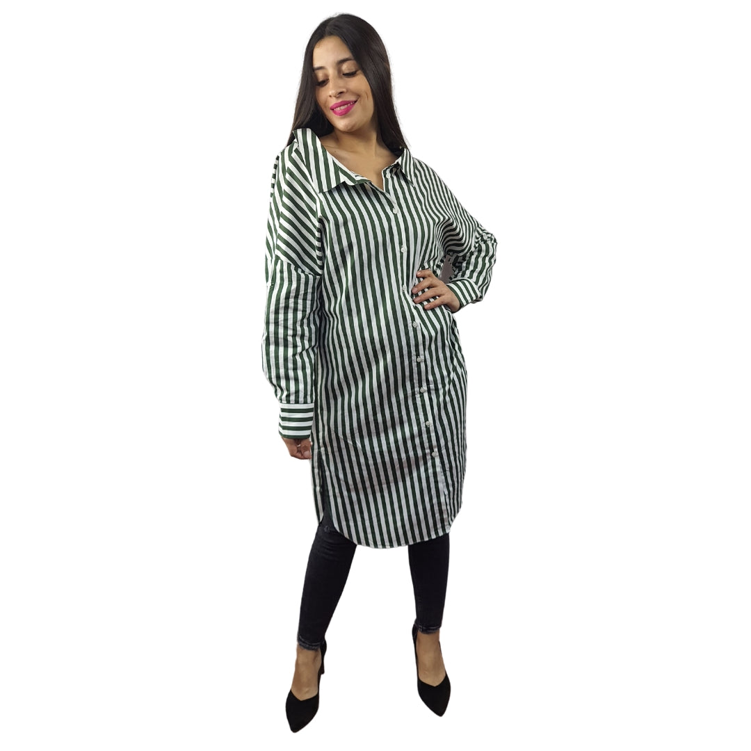 Vestido Vero Moda Verde Style RITA L/S SHIRT DRESS(SL)