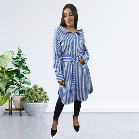 Vestido Vero Moda Azul Claro Style RITA L/S SHIRT DRESS(SL)