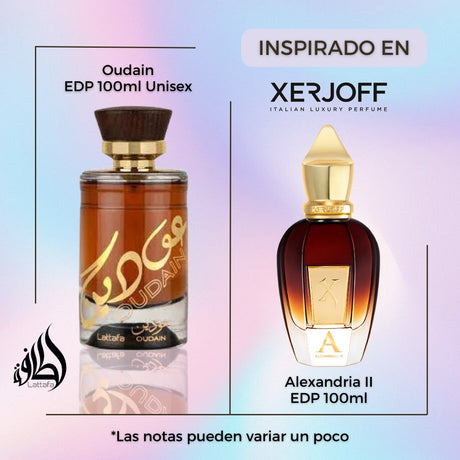 Oudain Lattafa 100ML EDP Unisex- Inspirado en Alexandria II de Xerjoff