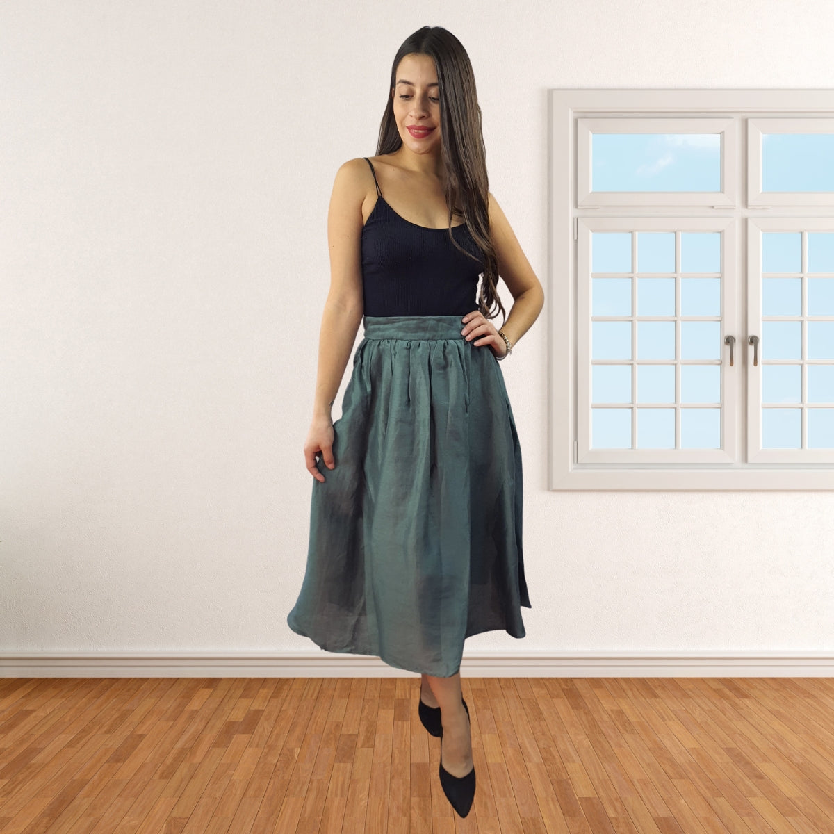 Falda Vero Moda Verde Claro Style ETHEL MIDI SKIRT(VMC-NE-EC-2)