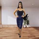 Falda Vero Moda Azul Oscuro Style ZIPPER HW DENIM SKIRT(TP)