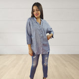 Blusa Vero Moda Azul Oscuro Style YOUNG 3/4 DENIM SHIRT(TP)