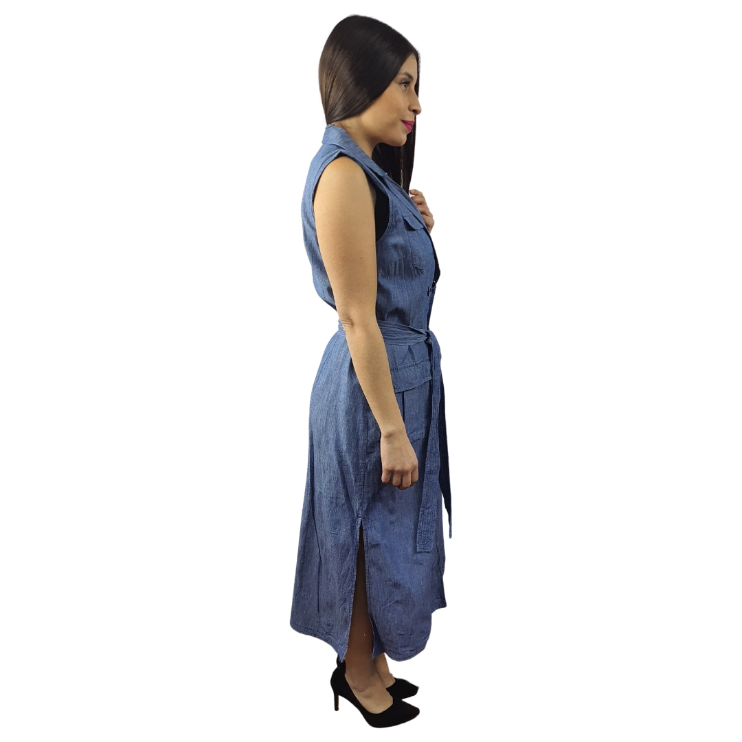 Vestido Vero Moda Azul Style TURN DENIM LONG WAISTCOAT(NE-EC-2)