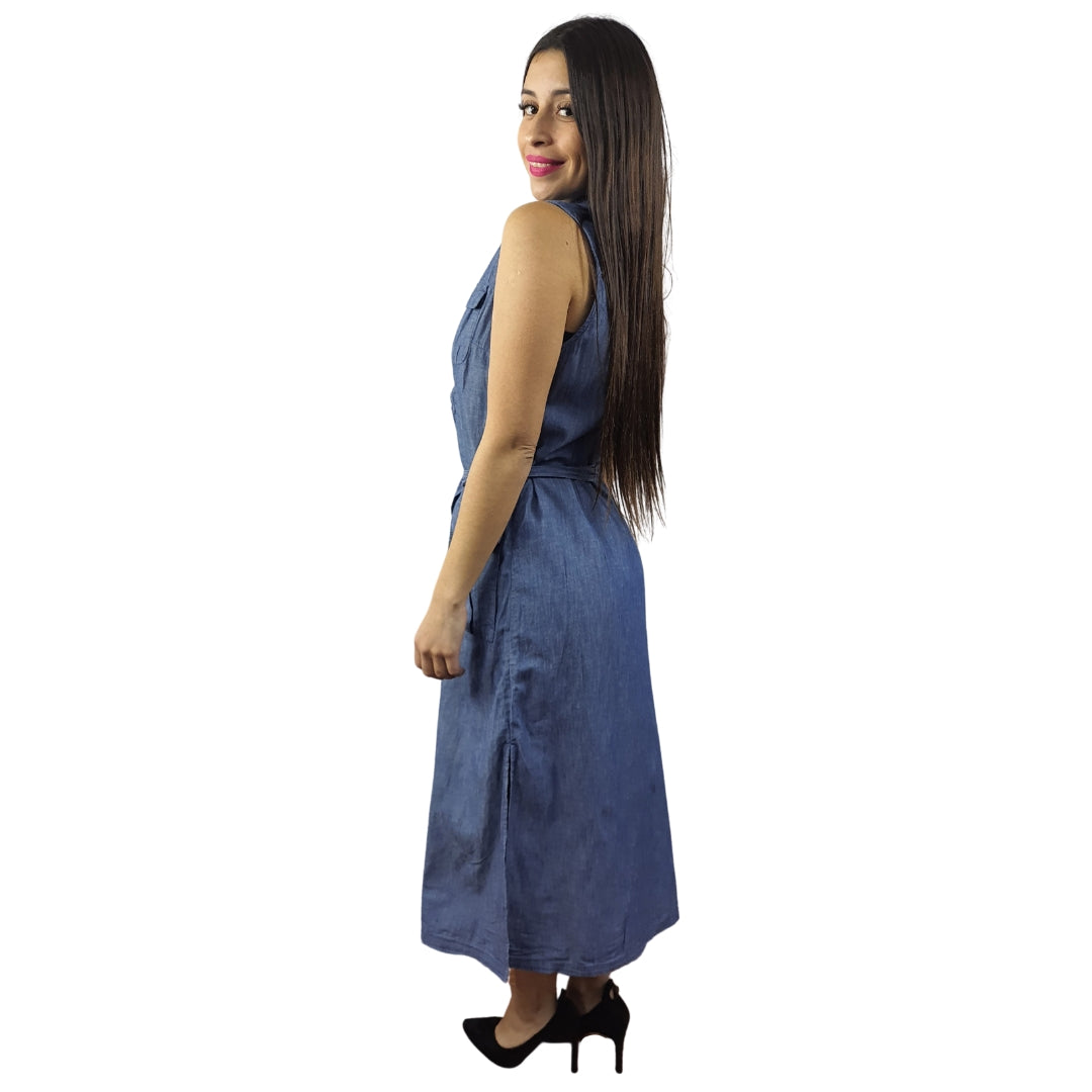 Vestido Vero Moda Azul Style TURN DENIM LONG WAISTCOAT(NE-EC-2)