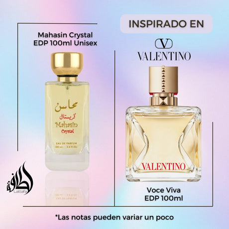 Mahasin Crystal Lattafa Edp 100ML Unisex- Inspirado en Voce Viva Valentino