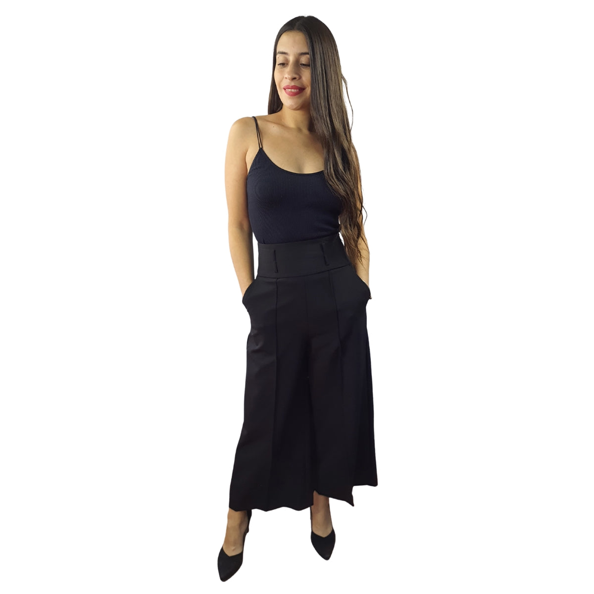 Pantalon Vero Moda Negro Style KELLY 9/10 WIDE PANTS(VMC-TP)