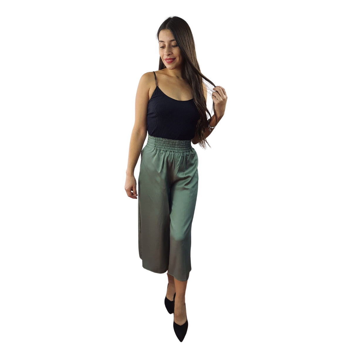 Pescador Vero Moda Verde Claro Style AUER 7/8 WIDE PANTS(FL)