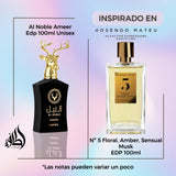 Al Noble Ameer Edp 100Ml Unisex- Inspirado en Nº 5 Floral, Amber, Sensual Musk