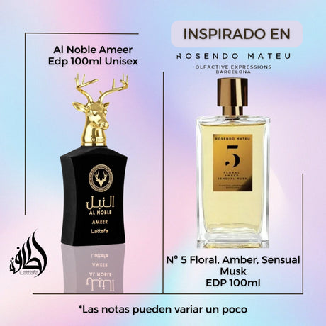 Al Noble Ameer Edp 100Ml Unisex- Inspirado en Nº 5 Floral, Amber, Sensual Musk