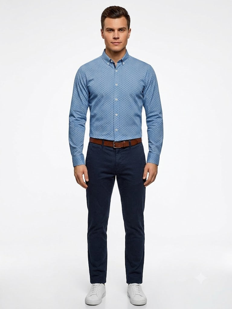 Camisa  Selected Azul (Punto Negro)  Hombre 9954