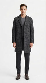 Abrigo Lana Selected Gris Jaspeado Hombre