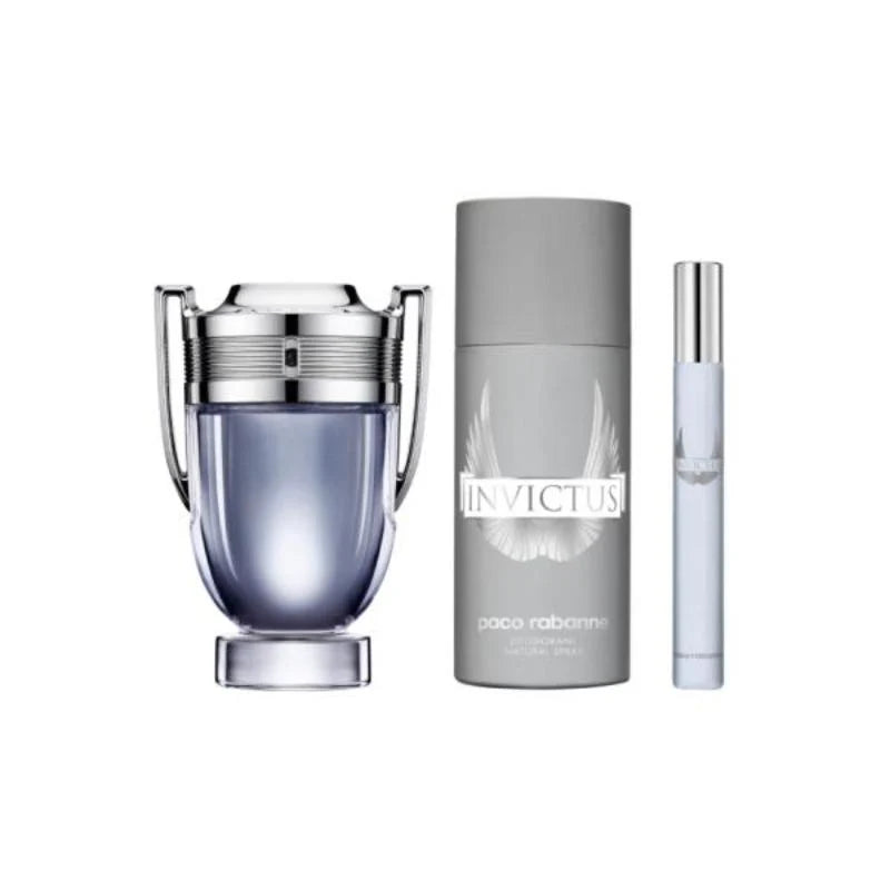 Estuche Invictus Paco Rabanne Edt 100Ml+ DEO 150ML + Travel spary 10Ml Hombre