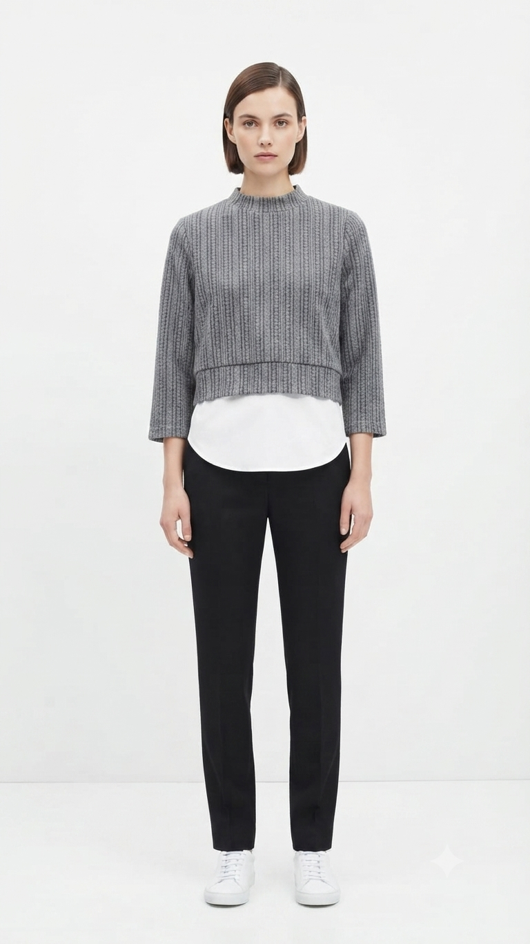 Suéter Corto Gris Jaspeado Only Mujer 8064