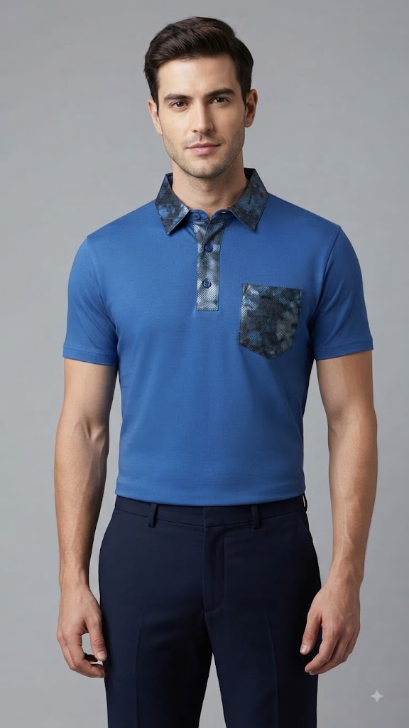 Polera Azul Océano Selected Hombre 9688