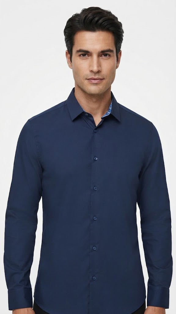 Camisa  Selected Azul Eléctrico Hombre 6974