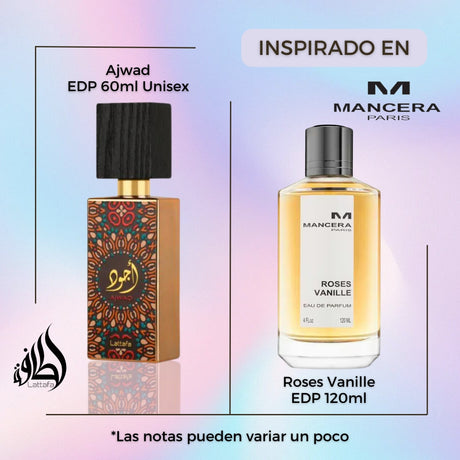 Ajwad Edp 60Ml Unisex Lattafa- Inspirado en Roses Vanille de Mancera