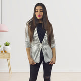 Blazer Vero Moda Blanco y Negro Style OLIVIA 3/4 BLAZER(PM-ET-1)