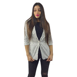Blazer Vero Moda Blanco y Negro Style OLIVIA 3/4 BLAZER(PM-ET-1)