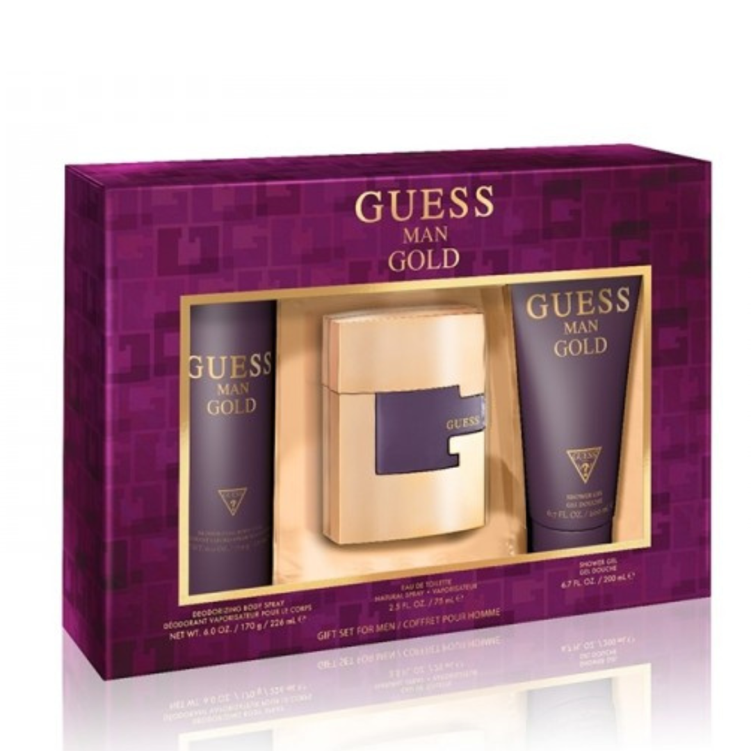 Estuche Guess Man Gold  Edt 75ML+200ML S/G +226ML Deo  Hombre