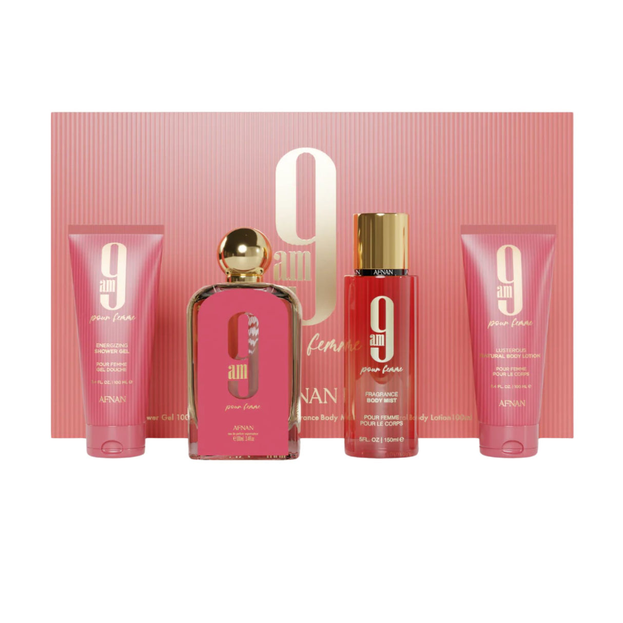 Estuche Afnan 9 Am  Pour Femme Edp 100Ml + S/G 100Ml +B/L 100Ml + Colonia 150Ml Mujer- Inspirado en My Way Giorgio Armani